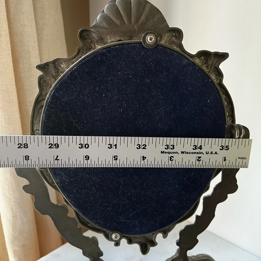 Vintage Ornate silver plated cherubs Tabletop Mirror